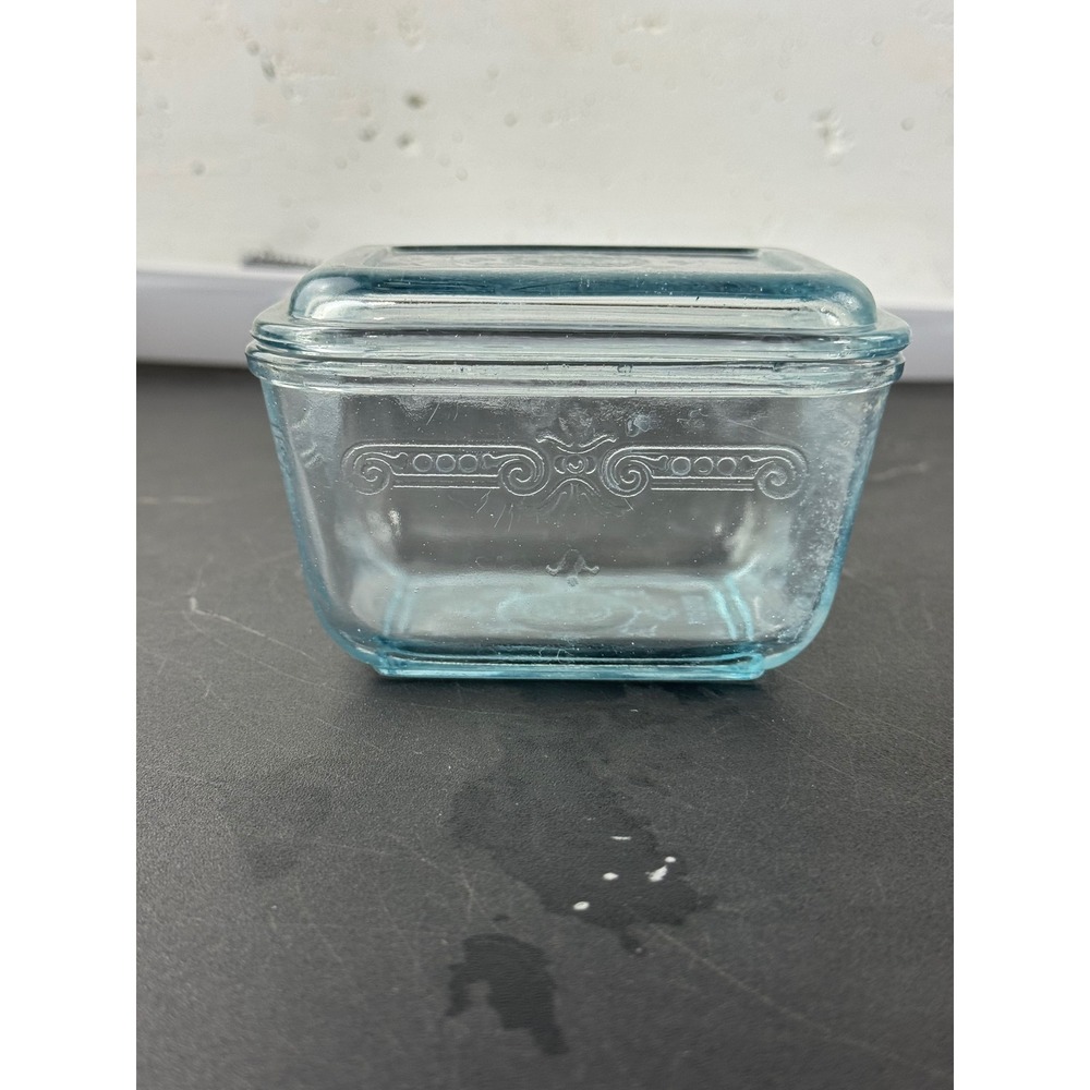 Vintage Fire-King Philbe Sapphire Blue Glass Refrigerator Dish with Lid 4x3x2.5